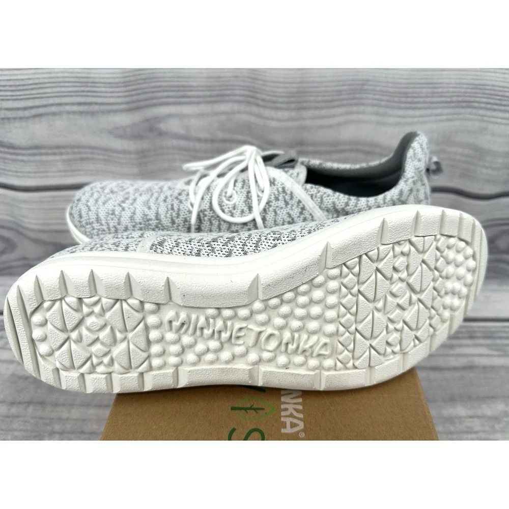 MINNETONKA ECOWISE ANEW KNIT SNEAKERS - WHITE / GREY - WOMEN'S SIZE‎ 11 M - NEW